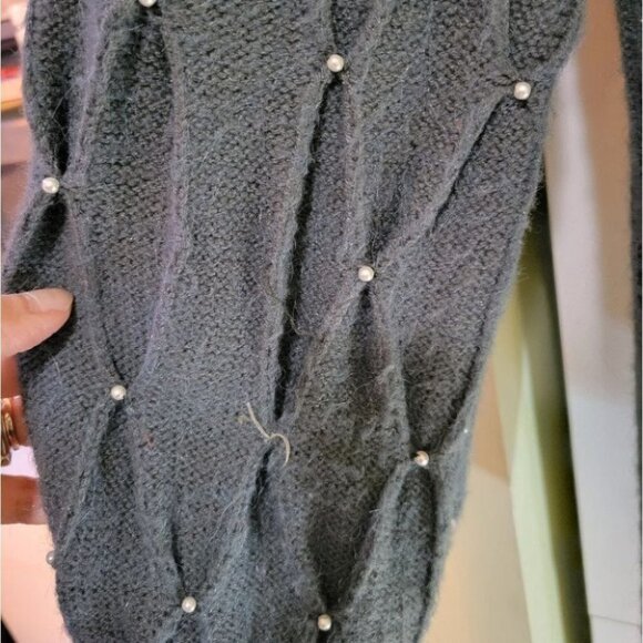 ❤️ 3 for $35 Vintage pearl balloon sleeve cardigan sweater puff shoulder small - Picture 7 of 8